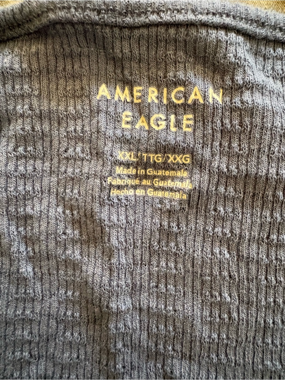 American Eagle Outfitters Blue Ribbed V-Neck Lettuce-Edge Tee - Picture 2 of 3